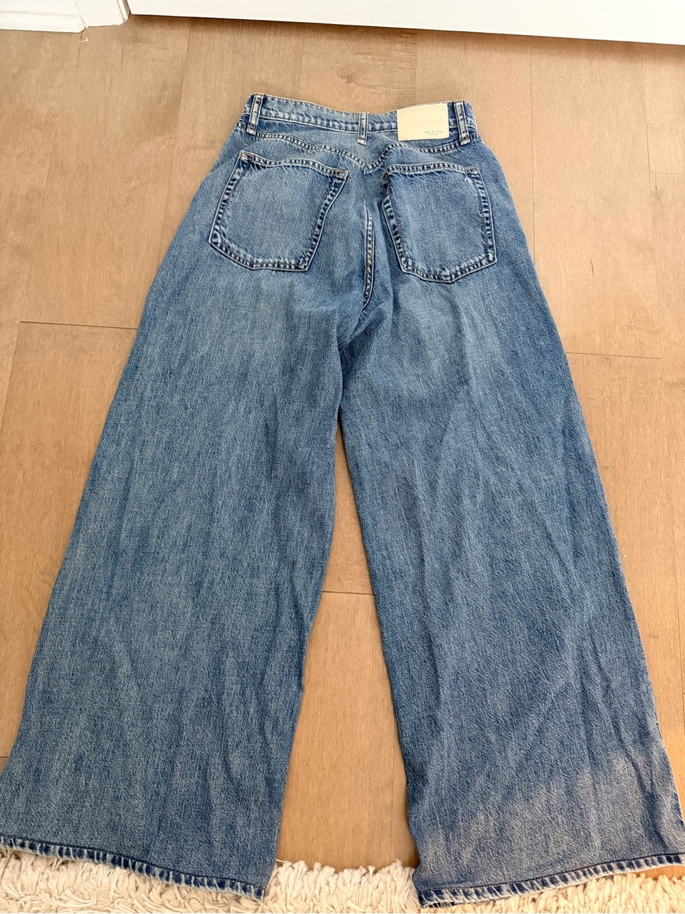 rag & bone Vintage-Inspired Wide Leg Blue Denim Jeans - Picture 3 of 3